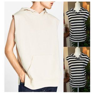 Men's Cream Sleeveless Hoodie